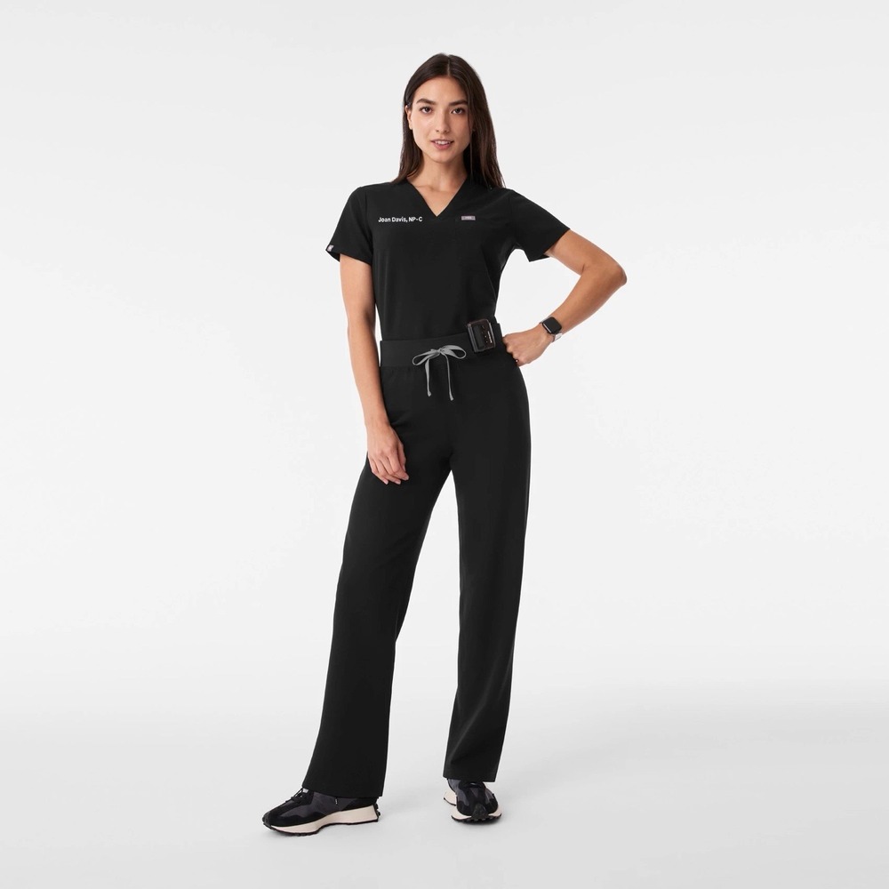 FIGS Livingston Straight Leg Scrub Pants Womens Size Small Petite Black T21003P